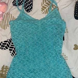 y2k blue lace tank top